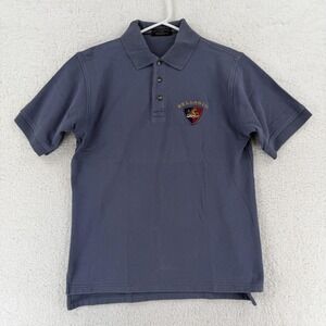 VTG Bellagio Polo Shirt Mens Small Blue Crest Logo Pique Knit Casual Golf